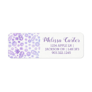 Lavender Hand Drawn Floral Pattern Return Address Label