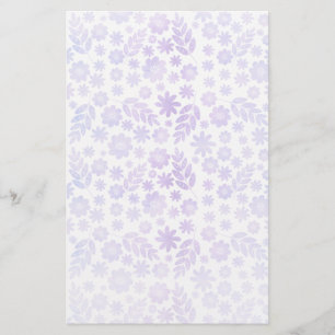 Lavender Hand Drawn Floral Pattern Stationery