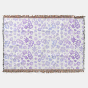 Lavender Hand Drawn Floral Pattern Throw Blanket