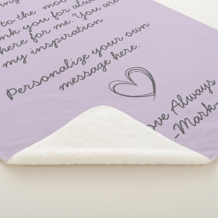 Lavender Handwritten Love Letter or message   Sherpa Blanket