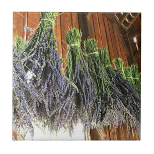 Lavender Hanging in a Barn Ceramic Tile