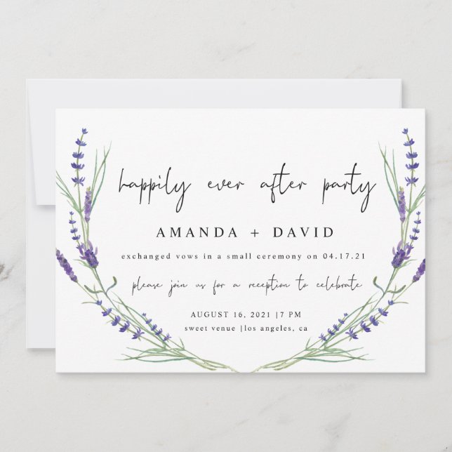 Lavender Happily Ever After Wedding Reception  Invitation (Front)
