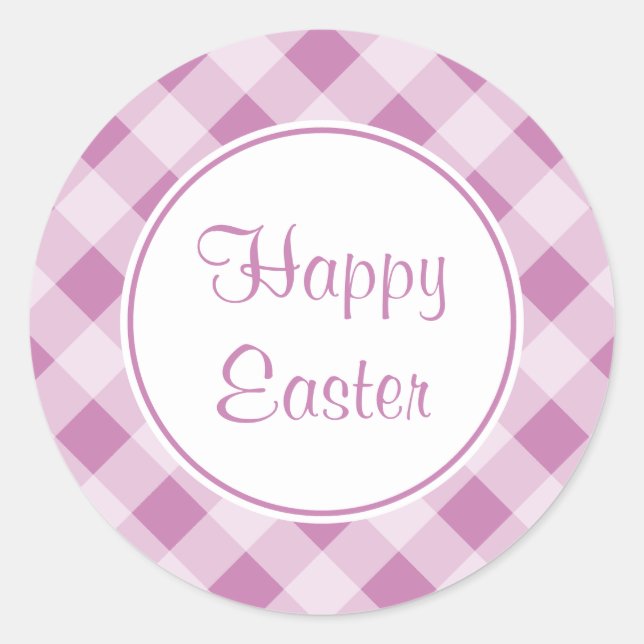 Lavender Happy Easter Gingham Stickers (Front)