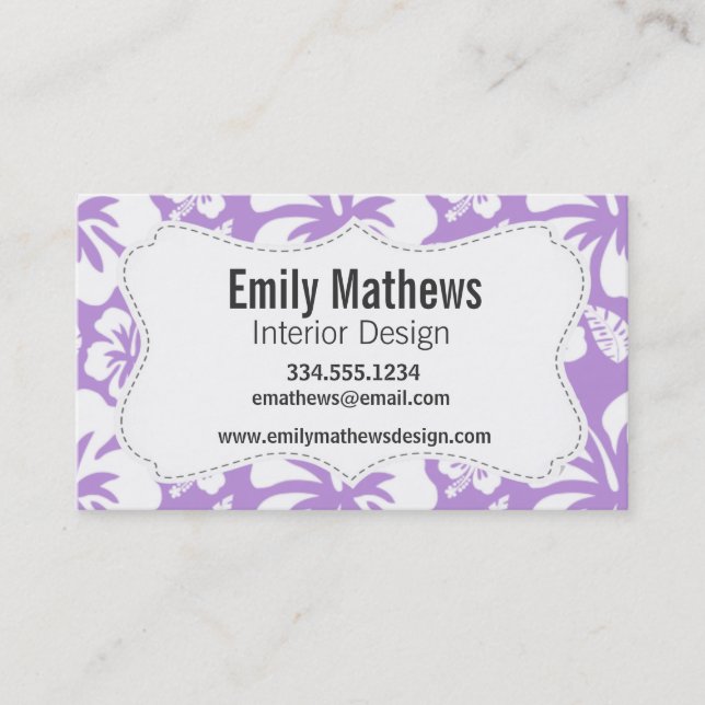 Lavender Hawaiian Tropical Hibiscus Business Card (Front)