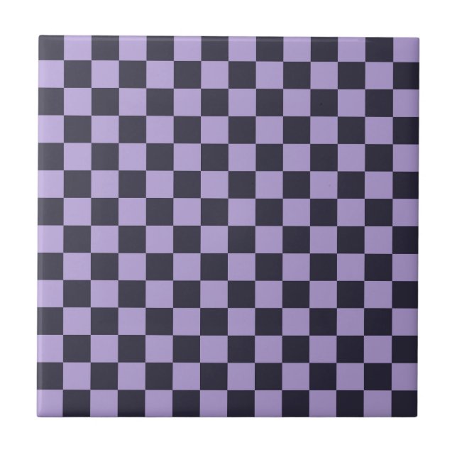 Lavender haze checkerboard pattern ceramic tile (Front)