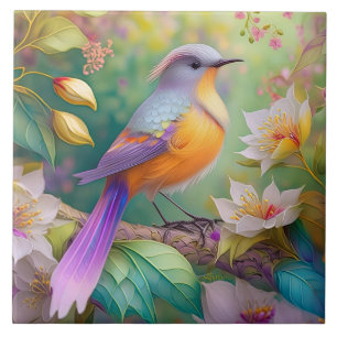 Lavender Headed Orange Breasted Fantasy Bird Ceramic Tile