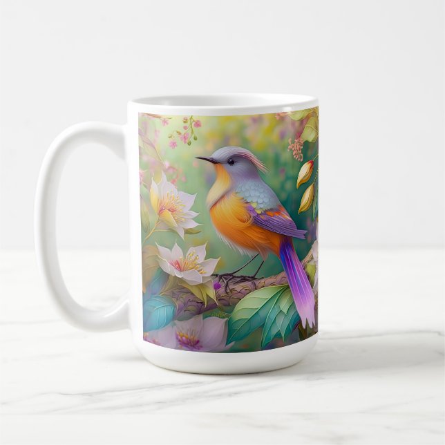 Lavender Headed Orange Breasted Fantasy Bird Coffee Mug (Left)