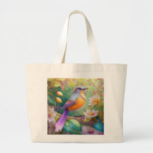 Lavender Headed Orange Breasted Fantasy Bird Large Tote Bag
