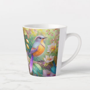 Lavender Headed Orange Breasted Fantasy Bird Latte Mug