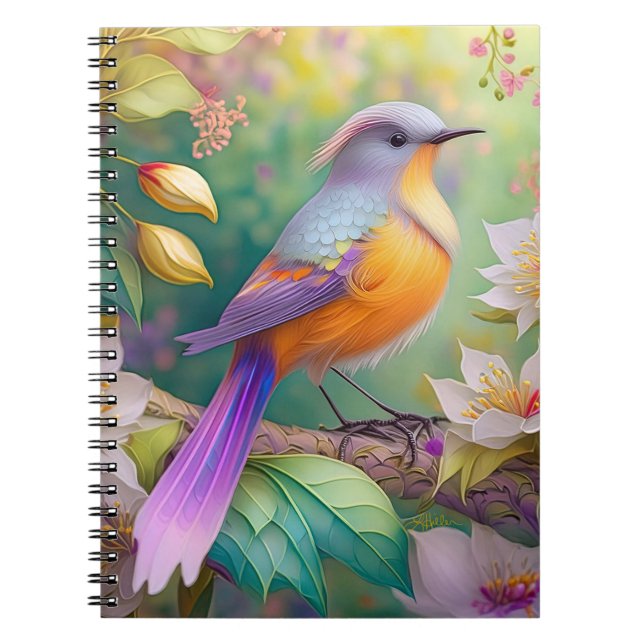 Lavender Headed Orange Breasted Fantasy Bird Notebook (Front)