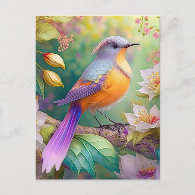 Lavender Headed Orange Breasted Fantasy Bird Postcard (Front)