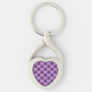 Lavender Heart Purple Diamond Argyle Pattern Key Ring