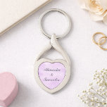 Lavender Heart Romantic Name  Key Ring<br><div class="desc">Celebrate love with a timeless touch using this elegant lavender heart keychain, beautifully personalized with your names. Featuring a soft pastel purple center framed in a polished silver finish, this piece captures the essence of romance, making it a meaningful keepsake for couples. Perfect for weddings, anniversaries, bridal showers, or simply...</div>