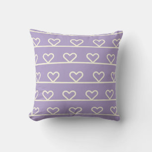 Lavender Heart Stripes Cushion