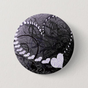 Lavender Heart Swirls 6 Cm Round Badge