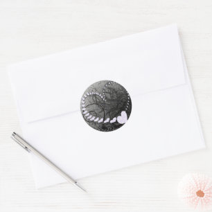 Lavender Heart Swirls Classic Round Sticker