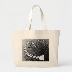 Lavender Heart Swirls Large Tote Bag