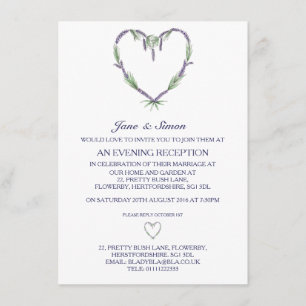 Lavender Heart Wedding Evening Invitation