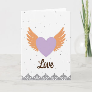 Lavender Heart Wings Love Card