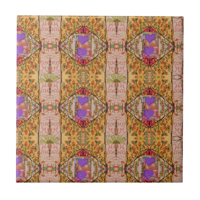 Lavender Hearts Ceramic Tile (Front)