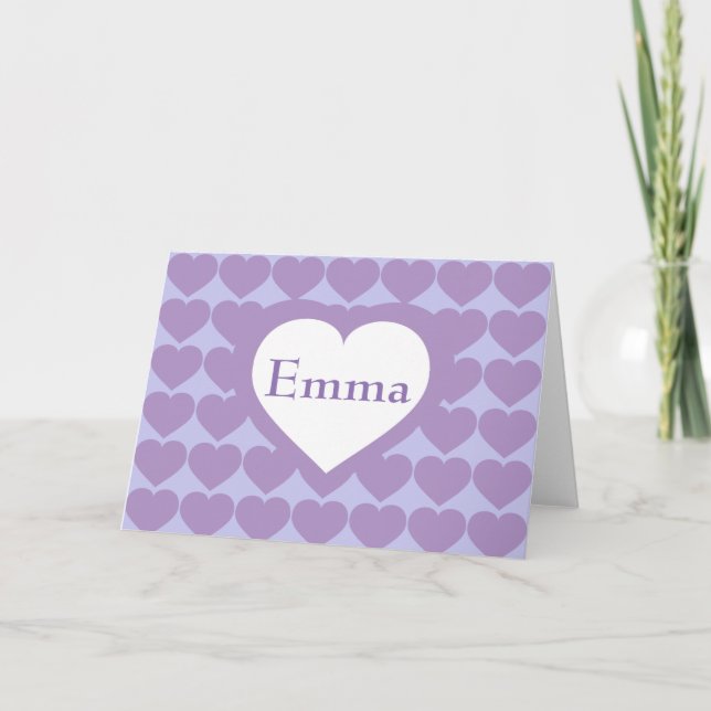 Lavender Hearts - Personalised Thank You Card (Front)