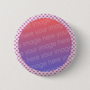 lavender hearts photo frame 6 cm round badge
