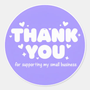 Lavender Hearts Thank You Business Sticker