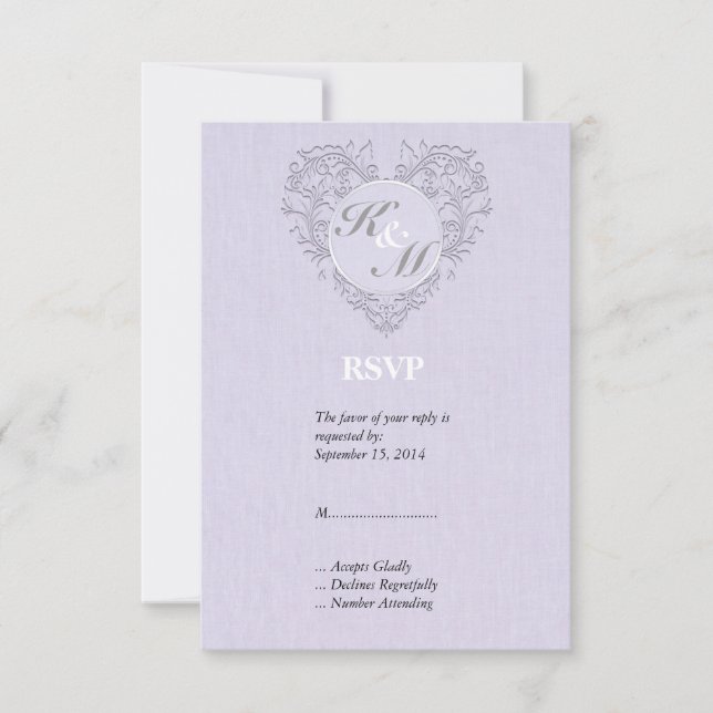 Lavender HeartyChic RSVP Card (Front)