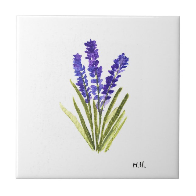 Lavender herb botanical plants flowers purple cera ceramic tile (Front)