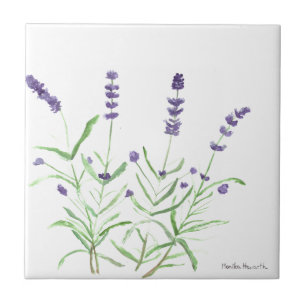 Lavender herb botanical plants flowers purple chic ceramic tile