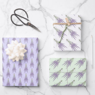Lavender Herb Flower Bundle Patterns Wrapping Paper Sheet