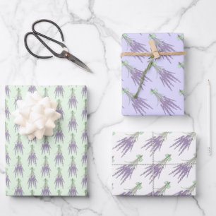 Lavender Herb Flower Bundle Patterns Wrapping Paper Sheet