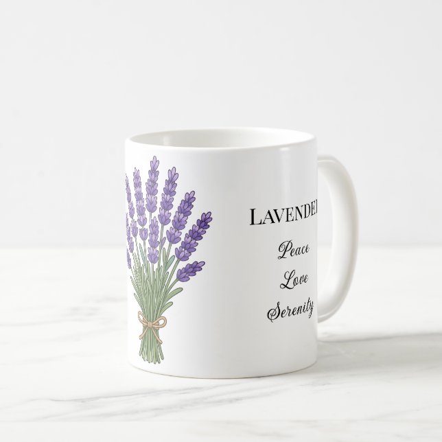 Lavender Herb Illustration and Uses Coffee Mug (Front Right)