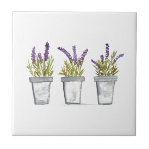 Lavender herb pot plant ceramic tile