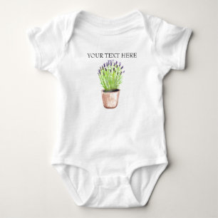 Lavender herb pot plant purple modern baby bodysuit