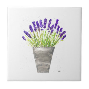 Lavender herb pot plant Rustic Purple Kitchen Ceramic Tile