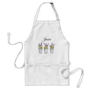 Lavender herbs Pots Purple Flowers Watercolor  Standard Apron