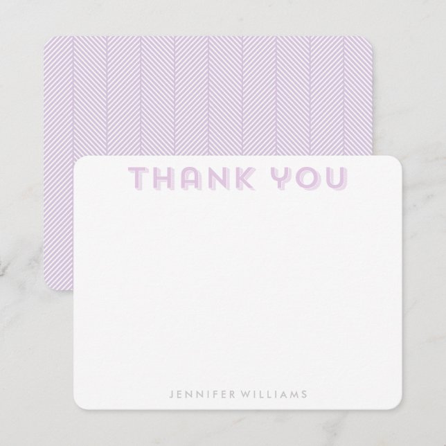 Lavender Herringbone Pattern Thank You Notes Invitation (Front/Back)