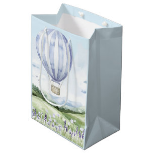 Lavender Hot Air Balloon Floral Bridal Shower Medium Gift Bag