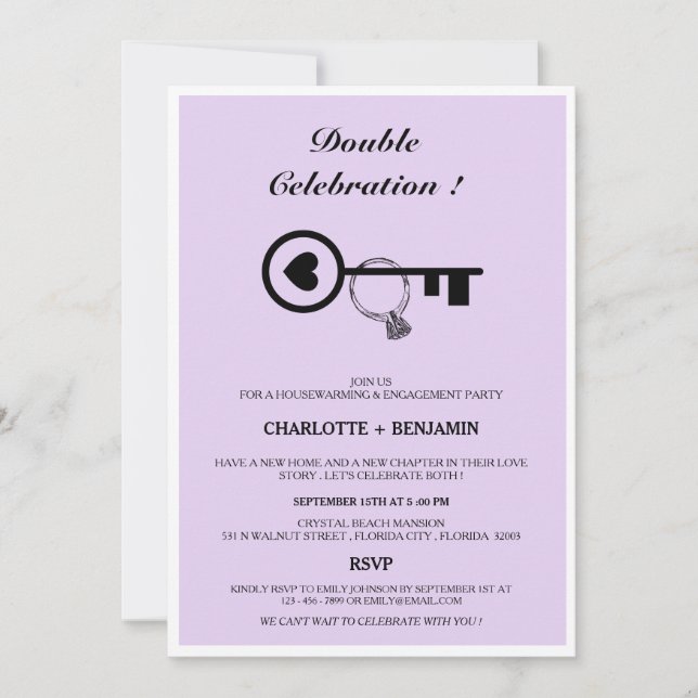 Lavender Housewarming And Engagement Party Invitation (Front)