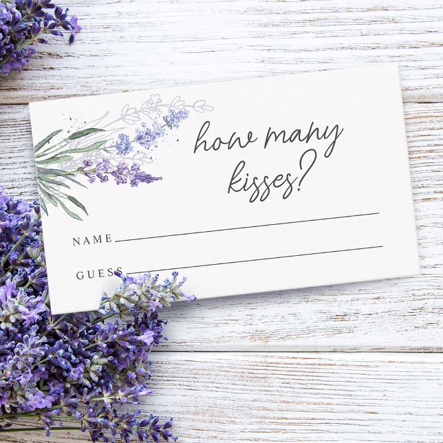 Lavender | How Many Kisses | Bridal Shower Game Enclosure Card (Lavender | How Many Kisses | Bridal Shower Game Enclosure Card)
