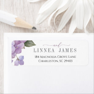 Lavender Hydrangea Blush Rose Elegant Wedding Return Address Label
