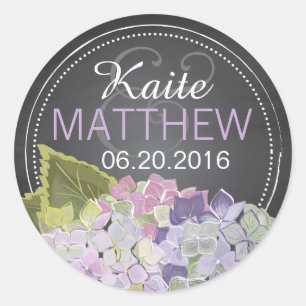 Lavender Hydrangea Chalkboard Wedding Label