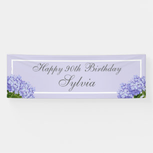 Lavender Hydrangea Happy 90th Birthday Banner