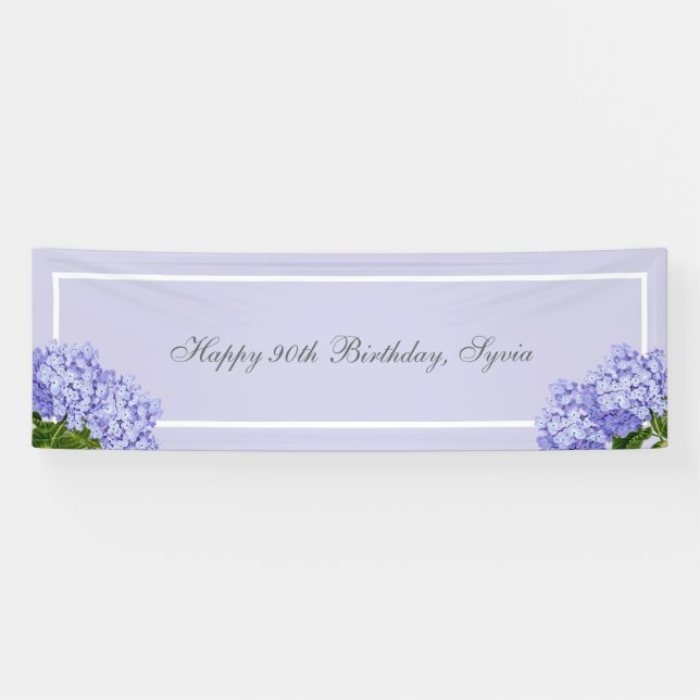 Lavender Hydrangea Happy Birthday Banner (Horizontal)