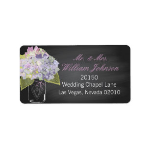 Lavender Hydrangea Jar Chalkboard Wedding Label