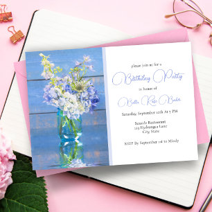 Lavender Hydrangea Reflections Birthday Invitation