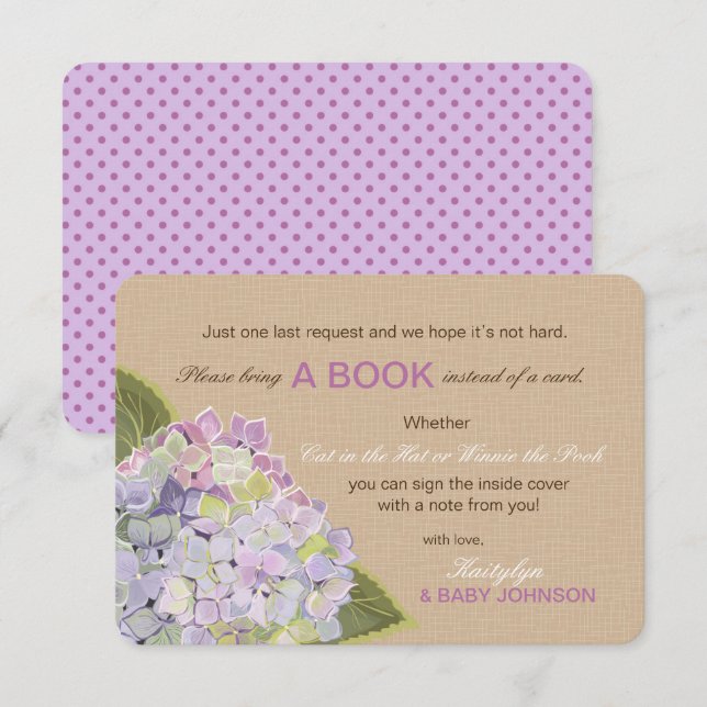 Lavender Hydrangea Rustic Read a Book Card (Front/Back)