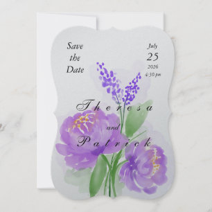 Lavender Hydrangeas Flat Wedding Invitation