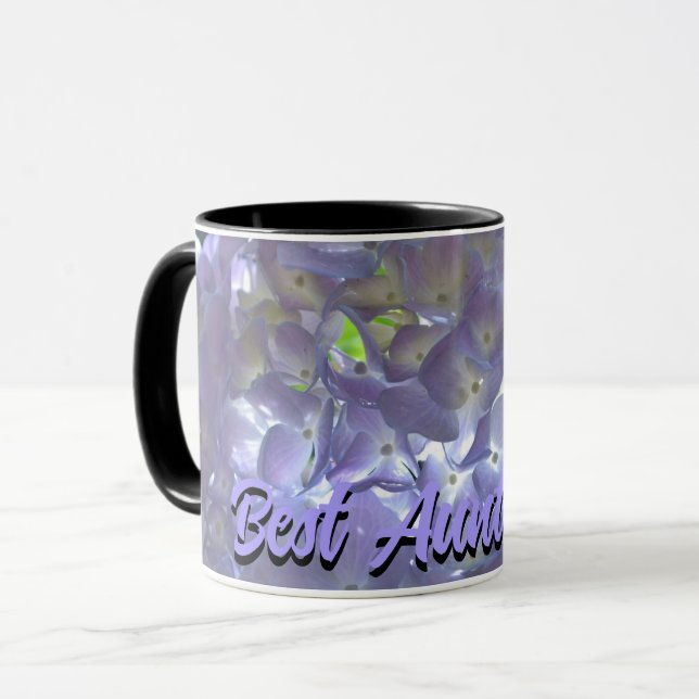 Lavender Hydrangeas purple floral best Aunt ever Mug (Front Left)